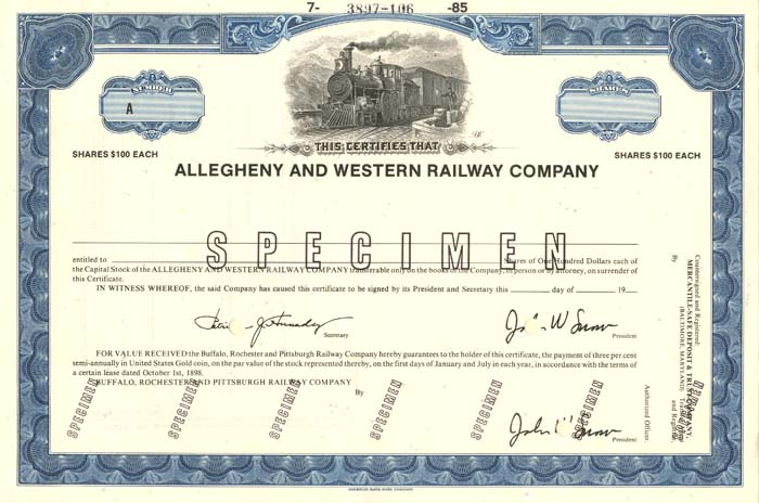 Allegheny and Western Railway Co.